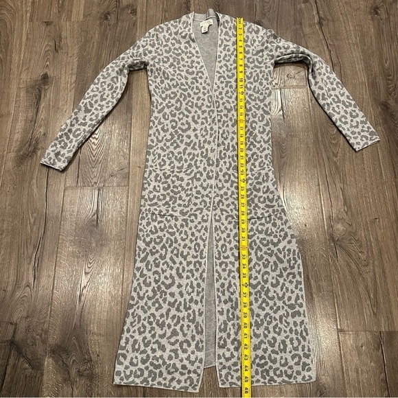 Ruby Moon Duster Cardigan Cotton Long Line Open Front Gray Animal Print Size XS - Picture 9 of 9